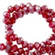 Faceted glass beads 6x4mm disc Light siam red-pearl shine coating